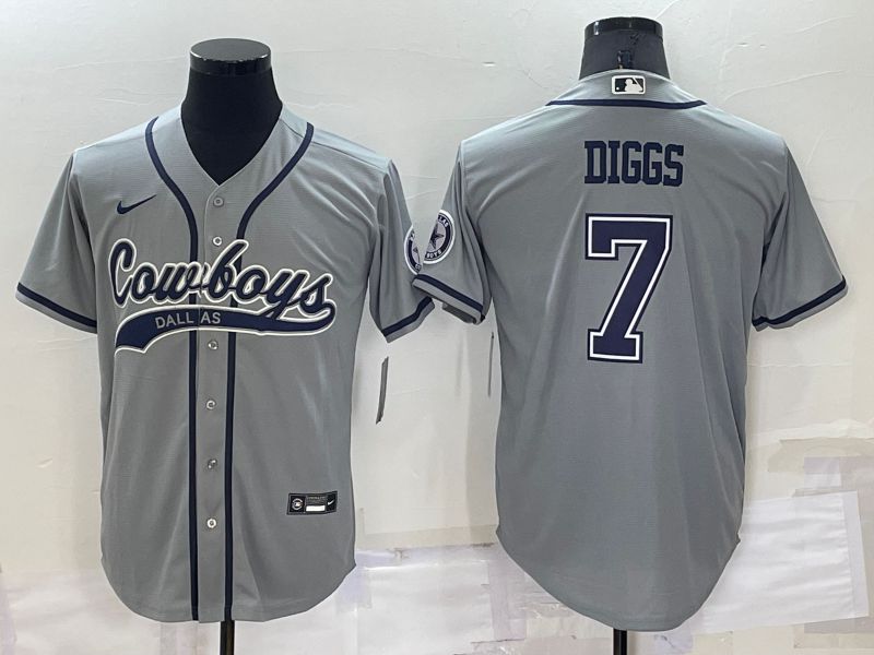 Men Dallas Cowboys 7 Diggs Grey Nike Co branded Jersey